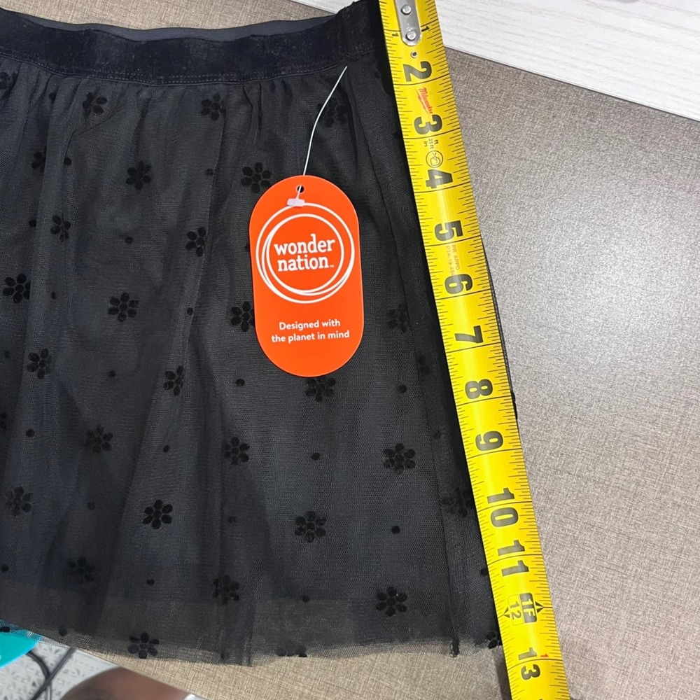 Black Tulle Skirt Girls Small 6-6X Flocked Floral Tutu Mesh Balletcore NEW - Picture 9 of 9